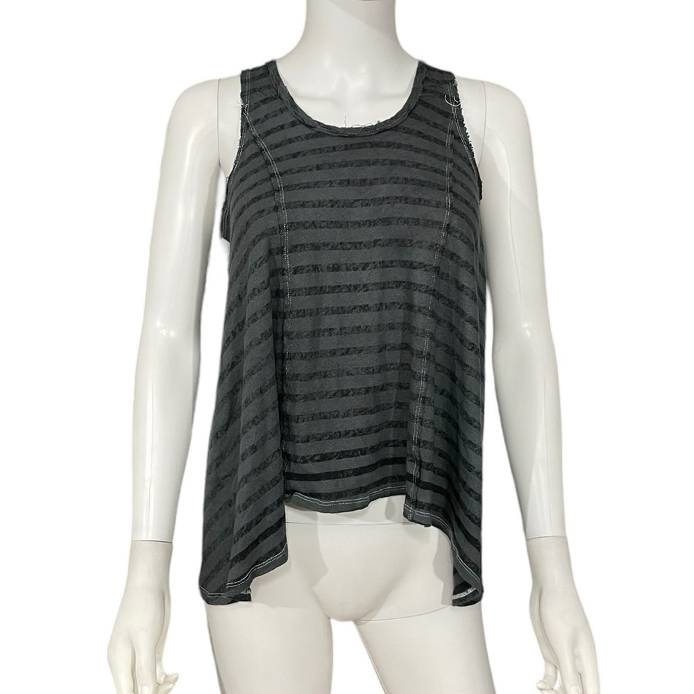 We The Free Blouse Black Green Stripe Tank Top - Picture 2 of 6